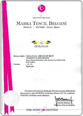 ÖGS ÖZASLANLAR SANAYİ - Patent